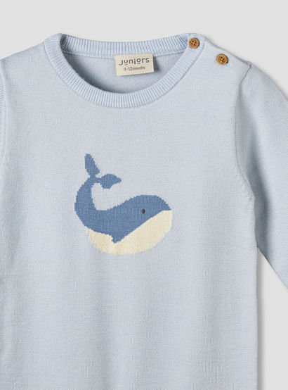 Juniors Cotton Round Neck Long Sleeves Sleepsuit with Whale Print-baby-boys-clothing-nightwear-sleepsuits-image-3
