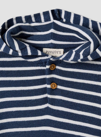 Juniors Hooded Sleepsuit with Stripes - Cotton - Long Sleeves-baby-boys-clothing-nightwear-sleepsuits-image-3