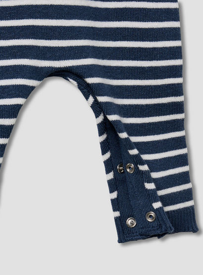 Juniors Hooded Sleepsuit with Stripes - Cotton - Long Sleeves-baby-boys-clothing-nightwear-sleepsuits-image-4