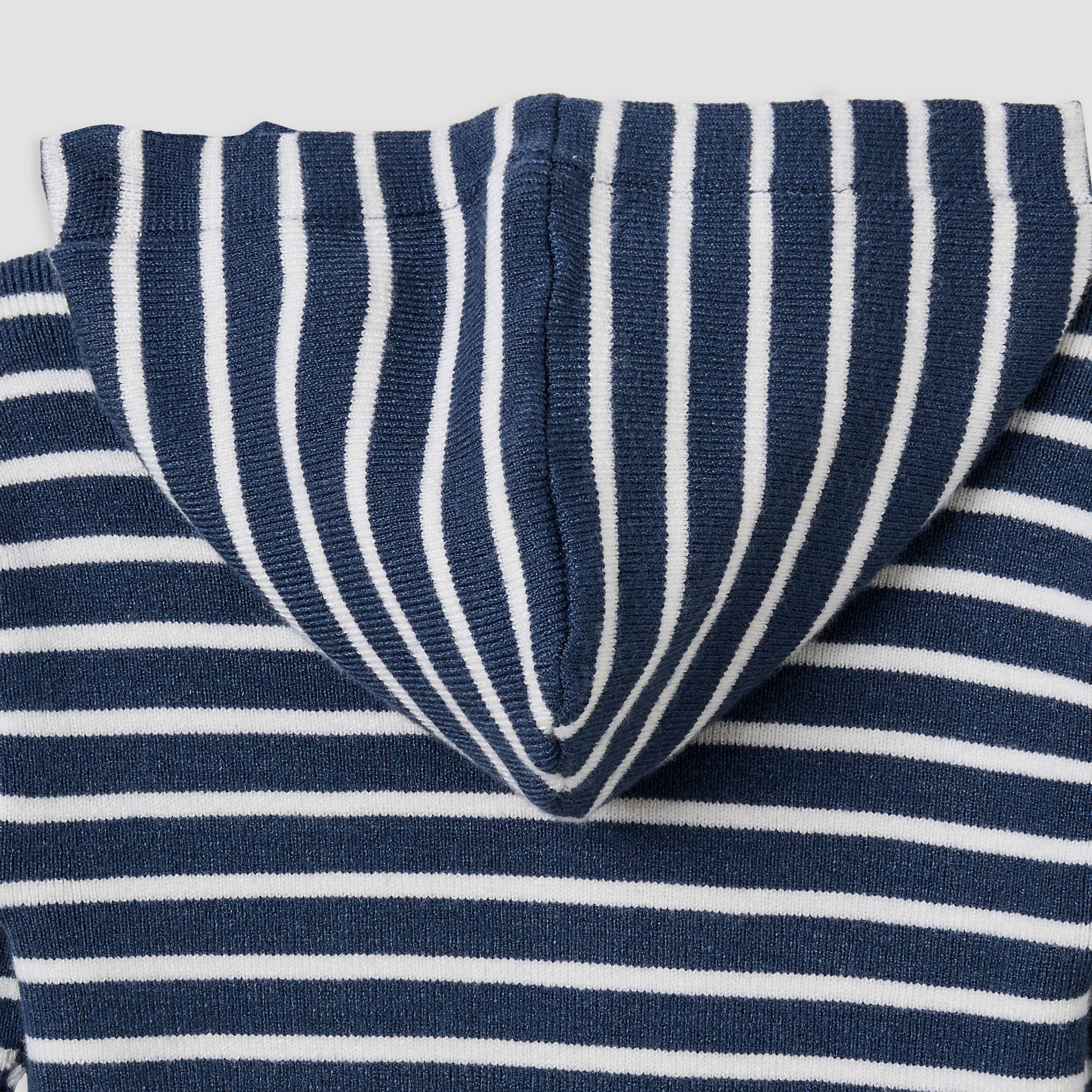 Juniors Hooded Sleepsuit with Stripes - Cotton - Long Sleeves