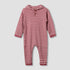 Juniors Cotton Hooded Long Sleeves Sleepsuit with Stripes - Pink / 9-12 mths