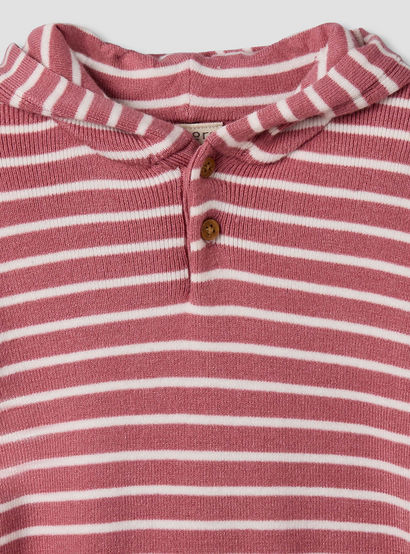 Juniors Cotton Hooded Long Sleeves Sleepsuit with Stripes-baby-girls-clothing-nightwear-sleepsuits-image-3