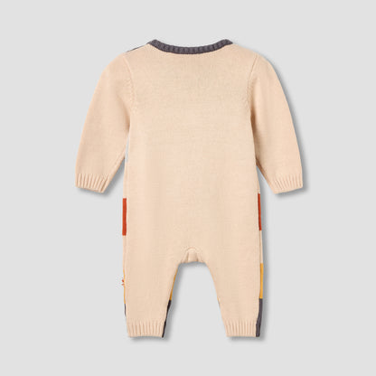 Juniors Cotton Round Neck Long Sleeves Sleepsuit with Animal Applique