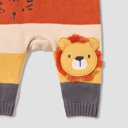 Juniors Cotton Round Neck Long Sleeves Sleepsuit with Animal Applique