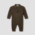 Juniors Collared Sleepsuit with Zip Closure - Cotton - Long Sleeves - Brown / 9-12 mths