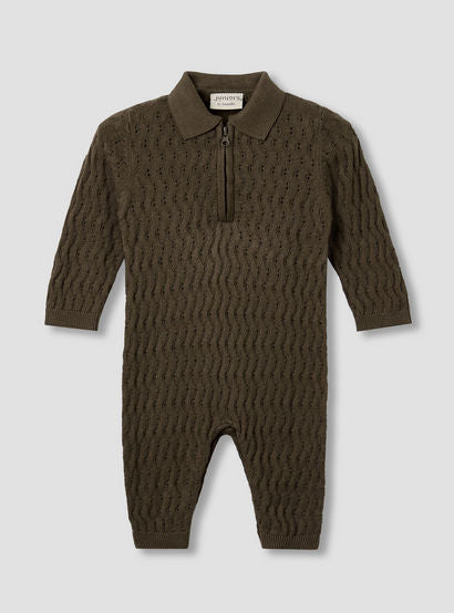 Juniors Collared Sleepsuit with Zip Closure - Cotton - Long Sleeves-baby-boys-clothing-nightwear-sleepsuits-image-1