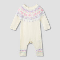 Juniors Cotton Crew Neck Long Sleeves Sleepsuit with Fair Isle Texture-undefined-image-1