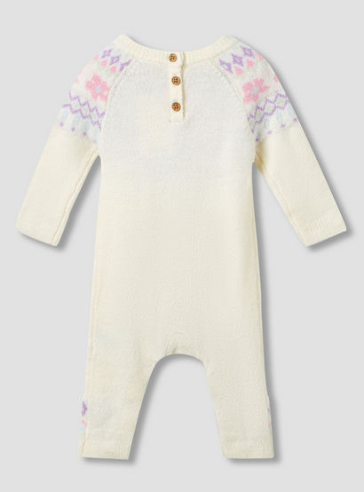 Juniors Cotton Crew Neck Long Sleeves Sleepsuit with Fair Isle Texture-baby-girls-clothing-nightwear-sleepsuits-image-2
