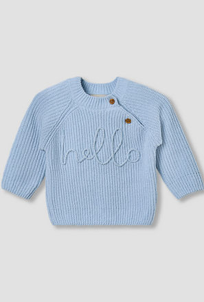 Juniors Girls Round Neck Sweater with Knit Texture - Long Sleeves