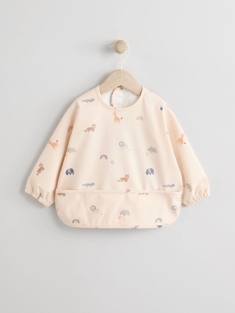 Neutral Mini Jungle Weaning And Feeding Sleeved Bib