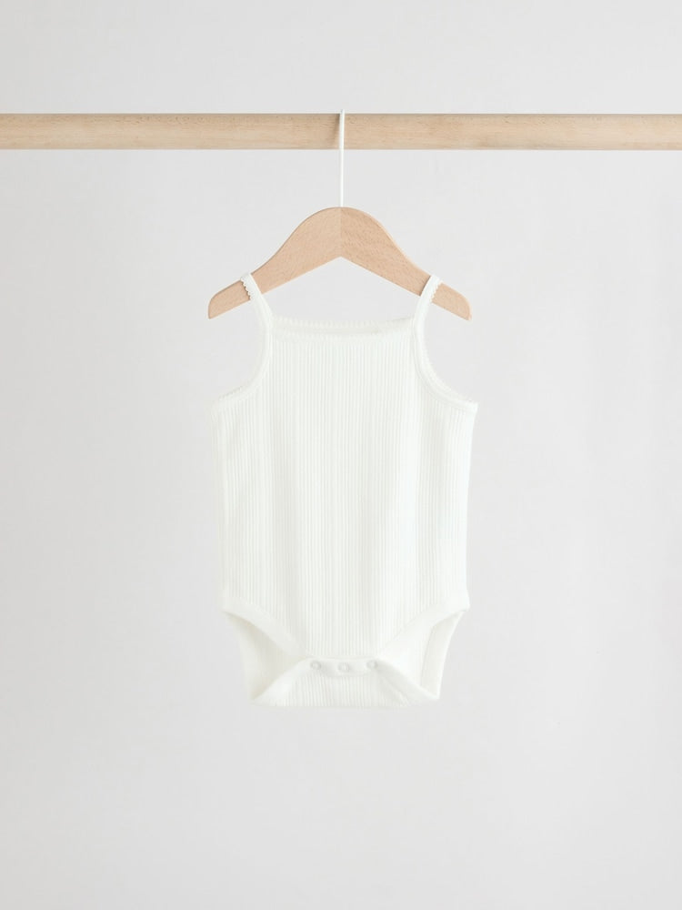 Pink 5 Pack Vest Pointelle Baby Bodysuits