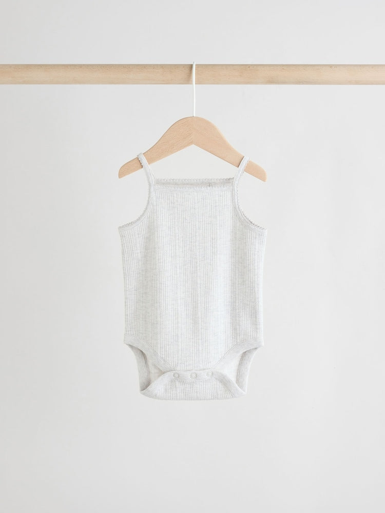 Pink 5 Pack Vest Pointelle Baby Bodysuits