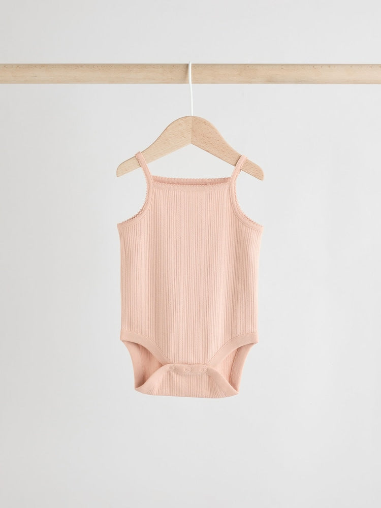 Pink 5 Pack Vest Pointelle Baby Bodysuits