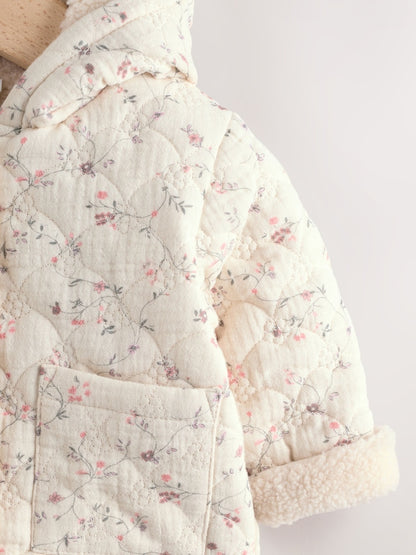 Ecru Floral Baby Crinkle Jersey Coat (0mths-2yrs)