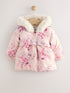 Pink Puffer Floral Baby Coat (0mths-2yrs) - Size Up to 1 Month (56cm)