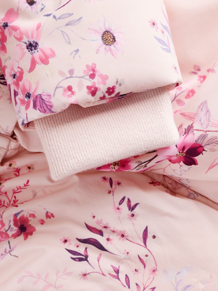 Pink Puffer Floral Baby Coat (0mths-2yrs) - Size Up to 1 Month (56cm)