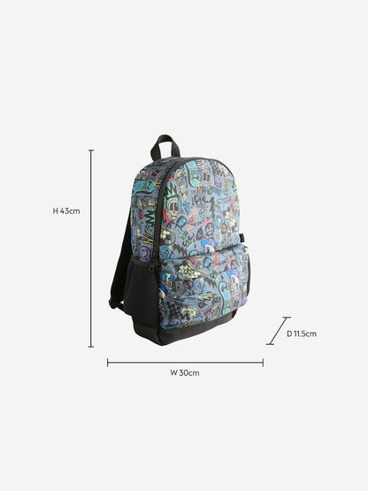 Grey Doodle Print Backpack - Size One
