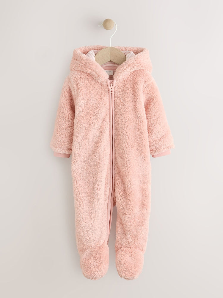 Pink Fleece Baby Pramsuit (0mths-2yrs) - Size 50cm (First Size)