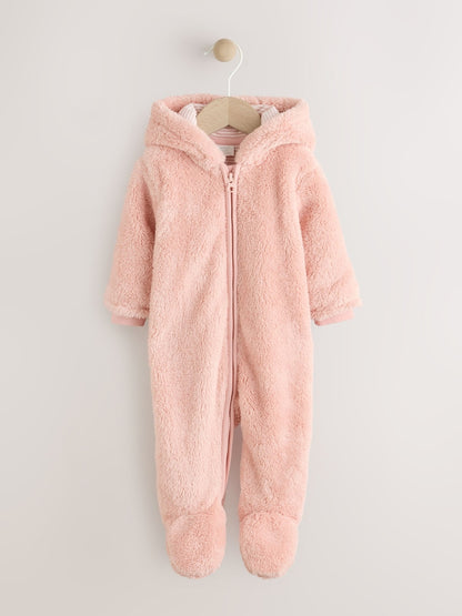 Pink Fleece Baby Pramsuit (0mths-2yrs) - Size 50cm (First Size)
