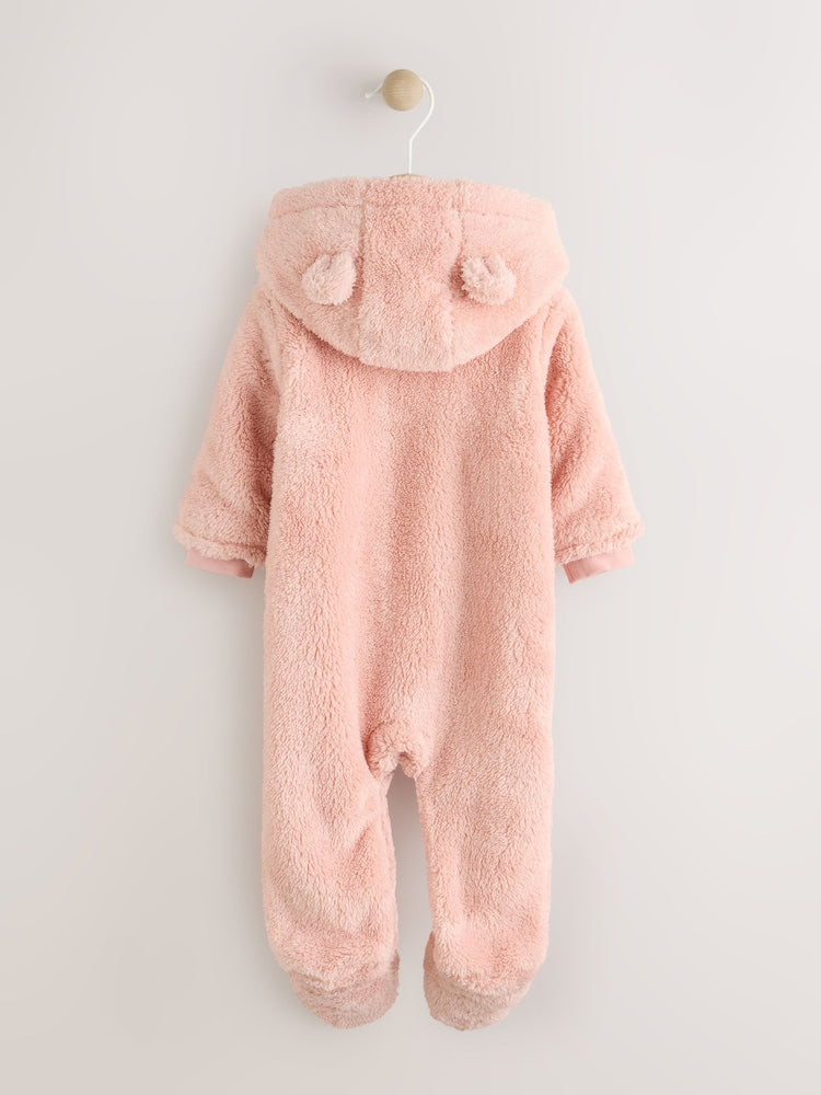 Pink Fleece Baby Pramsuit (0mths-2yrs) - Size 50cm (First Size)