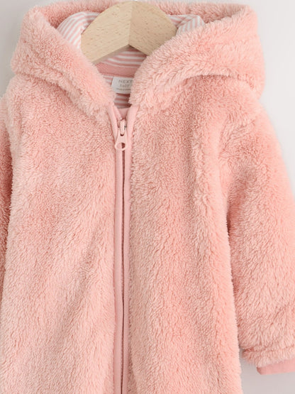 Pink Fleece Baby Pramsuit (0mths-2yrs) - Size 50cm (First Size)