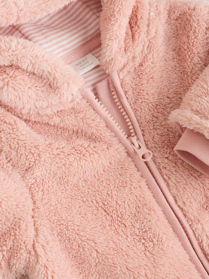 Pink Fleece Baby Pramsuit (0mths-2yrs) - Size 50cm (First Size)