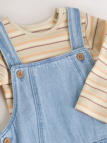 Blue Baby Denim Dungarees and Bodysuit Set (0mths-2yrs)