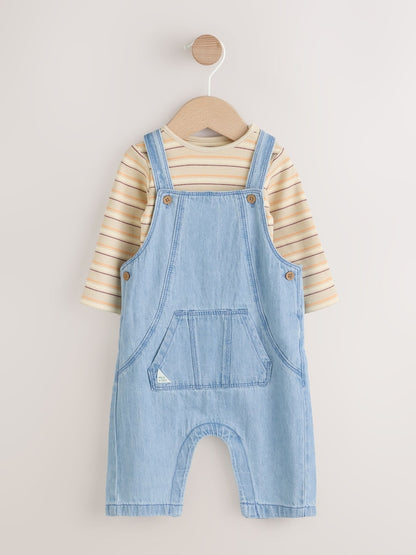 Blue Baby Denim Dungarees and Bodysuit Set (0mths-2yrs)