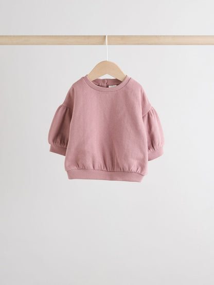 Cream/Pink Baby Sweatshirt &amp; Joggers 6 Piece Set (0mths-2yrs)