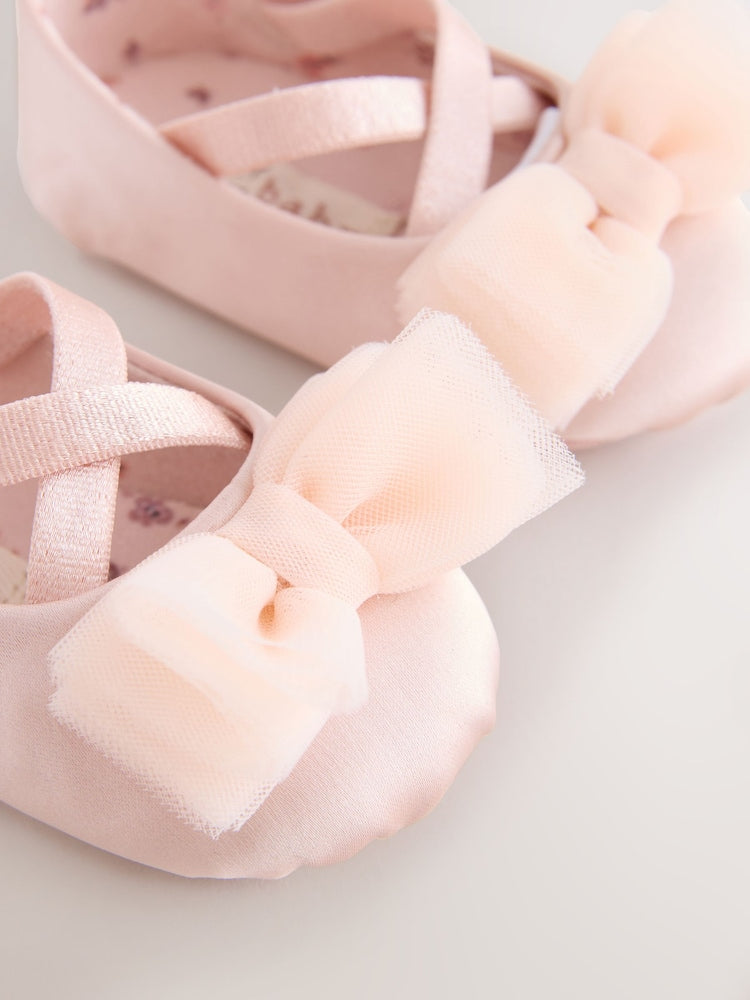 Pink Baby Bow Occassion Shoes (0-18mths) - Size Up To 3 Months (50 - 62cm)