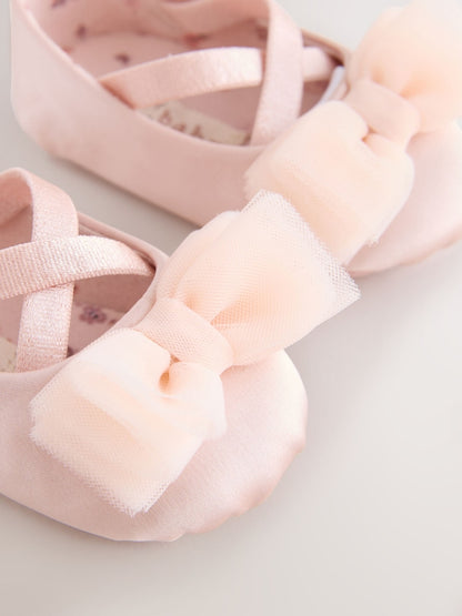 Pink Baby Bow Occassion Shoes (0-18mths) - Size Up To 3 Months (50 - 62cm)