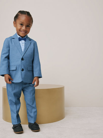 Blue Check Blazer, Shirt, Trousers &amp; Bow Tie Set (3mths-9yrs) - Size 3 - 6 Months (62 - 68cm) - Blue Check Blazer,
