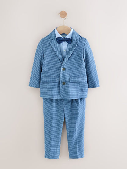Blue Check Blazer, Shirt, Trousers &amp; Bow Tie Set (3mths-9yrs) - Size 3 - 6 Months (62 - 68cm)