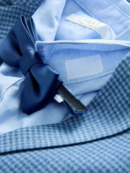 Blue Check Blazer, Shirt, Trousers &amp; Bow Tie Set (3mths-9yrs) - Size 3 - 6 Months (62 - 68cm)