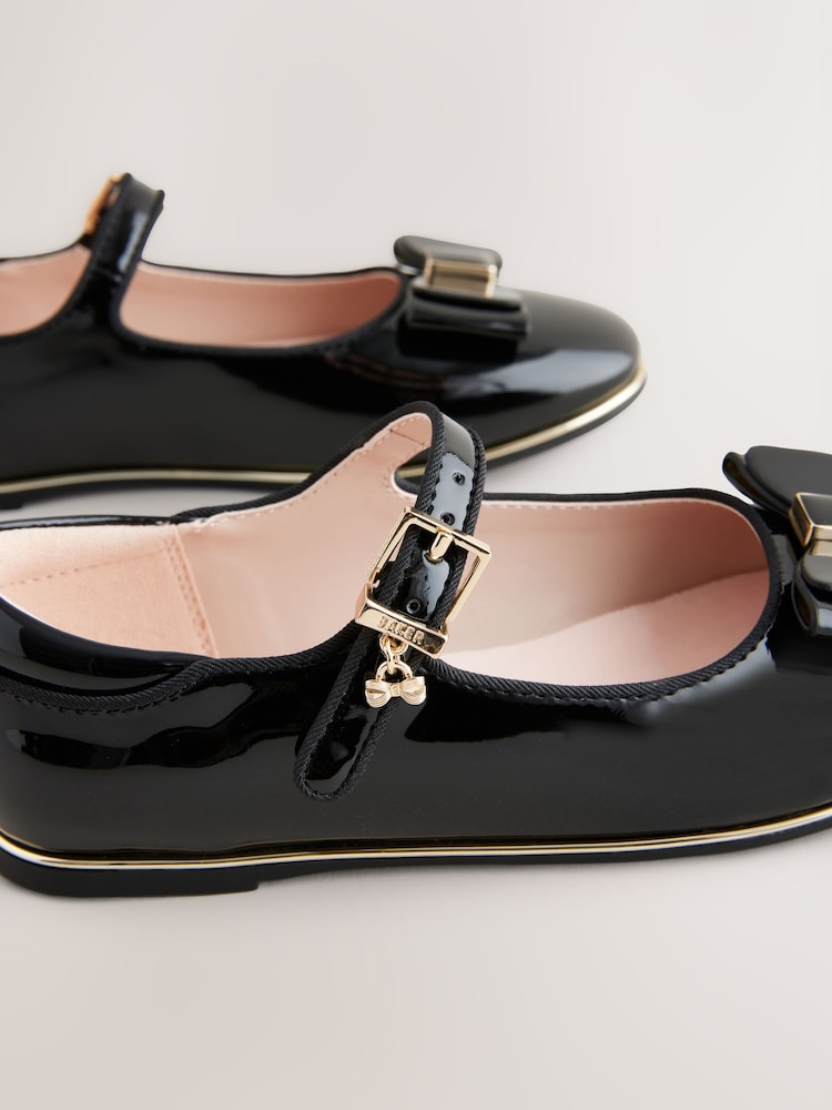 Baker by Ted Baker Girls Back to School Patent Mary Jane Black Shoes with Bow