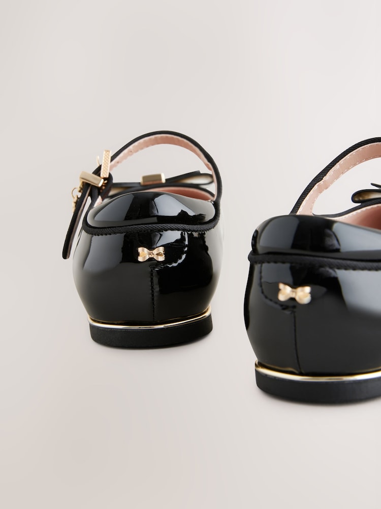 Baker by Ted Baker Girls Back to School Patent Mary Jane Black Shoes with Bow