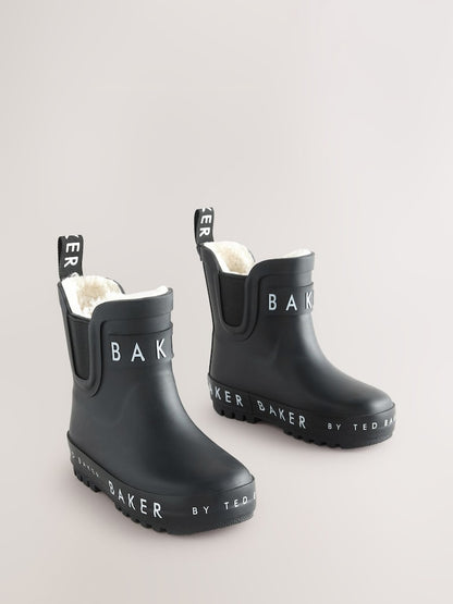 Baker by Ted Baker Black Faux Fur Lined Welly Boots