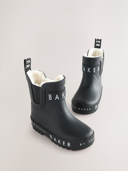 Baker by Ted Baker Black Faux Fur Lined Welly Boots