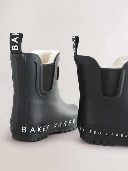 Baker by Ted Baker Black Faux Fur Lined Welly Boots