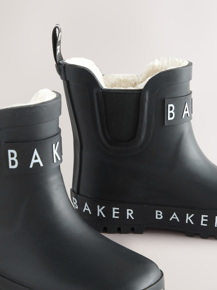 Baker by Ted Baker Black Faux Fur Lined Welly Boots