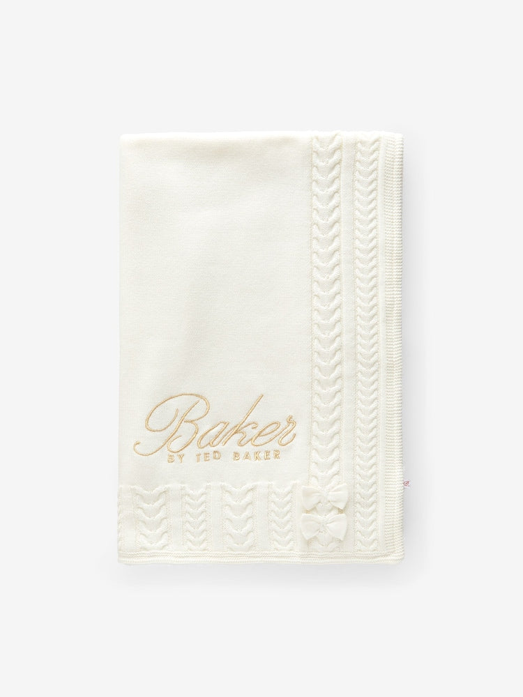 Baker by Ted Baker Cable Knit Fleece Blanket - Size One - Cream