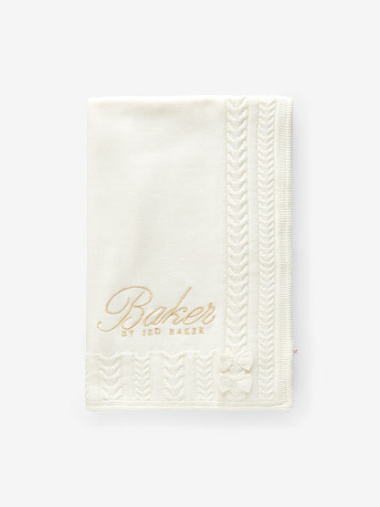 Baker by Ted Baker Cable Knit Fleece Blanket - Size One - Cream
