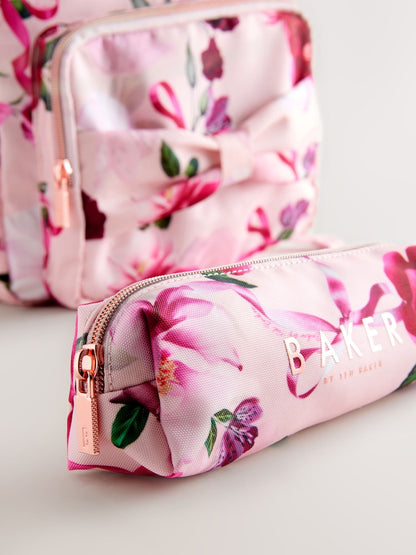 Baker by Ted Baker Girls Pink Back to School Floral Print Bow Backpack - Size One