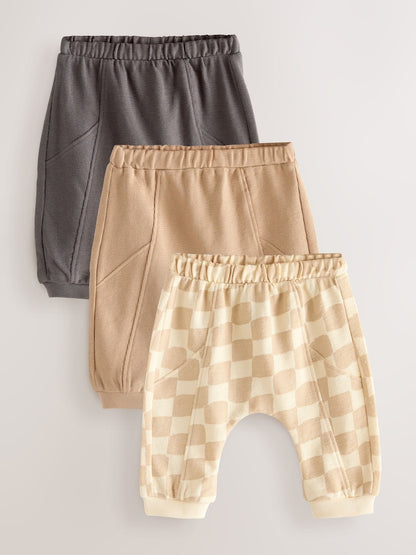 Mono Checkerboard Joggers Baby 3 Pack (0mths-2yrs) - Size Up to 1 Month (56cm) - Mono Checkerboard