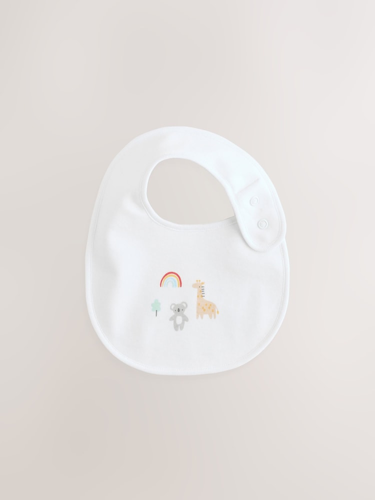 White Animal Print Baby Bibs 5 Pack