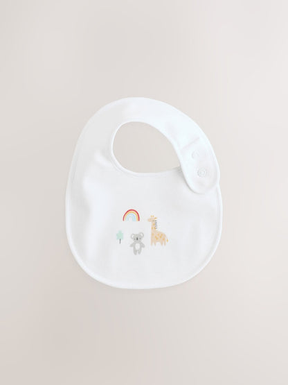 White Animal Print Baby Bibs 5 Pack