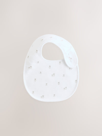 White Animal Print Baby Bibs 5 Pack - Size One