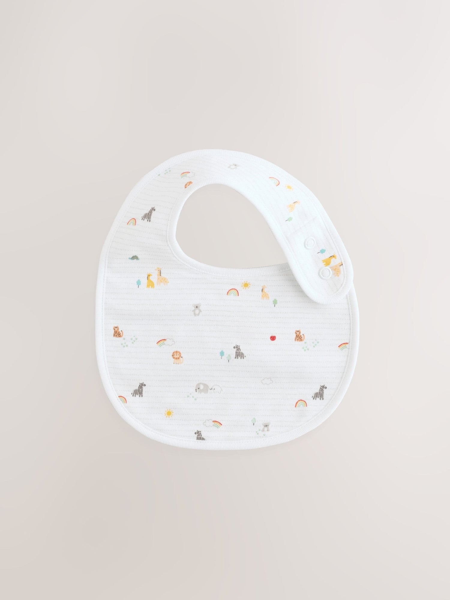 White Animal Print Baby Bibs 5 Pack - Size One
