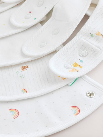 White Animal Print Baby Bibs 5 Pack