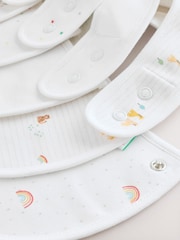 White Animal Print Baby Bibs 5 Pack - Size One